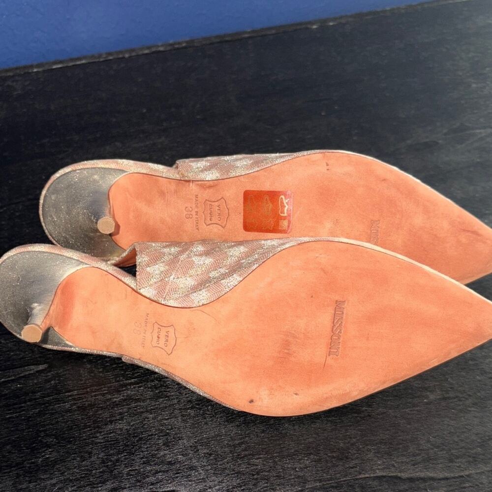Missoni Peach Patterned Knit Fabric Pointed Toe Slingback Sandals - Picture 6 of 13